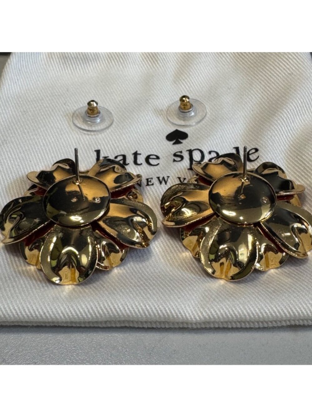 Kate Spade New York Red & Black Poppy Flower Earrings With Dust Bag - Picture 8 of 8